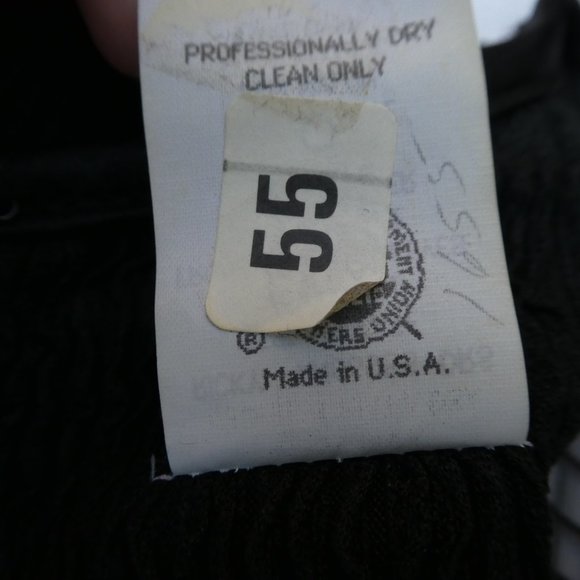 Vintage Black Evening Dress Ric Rac Sequin Puff Sleeves Crinkle Sheath Union Tag - Picture 13 of 13